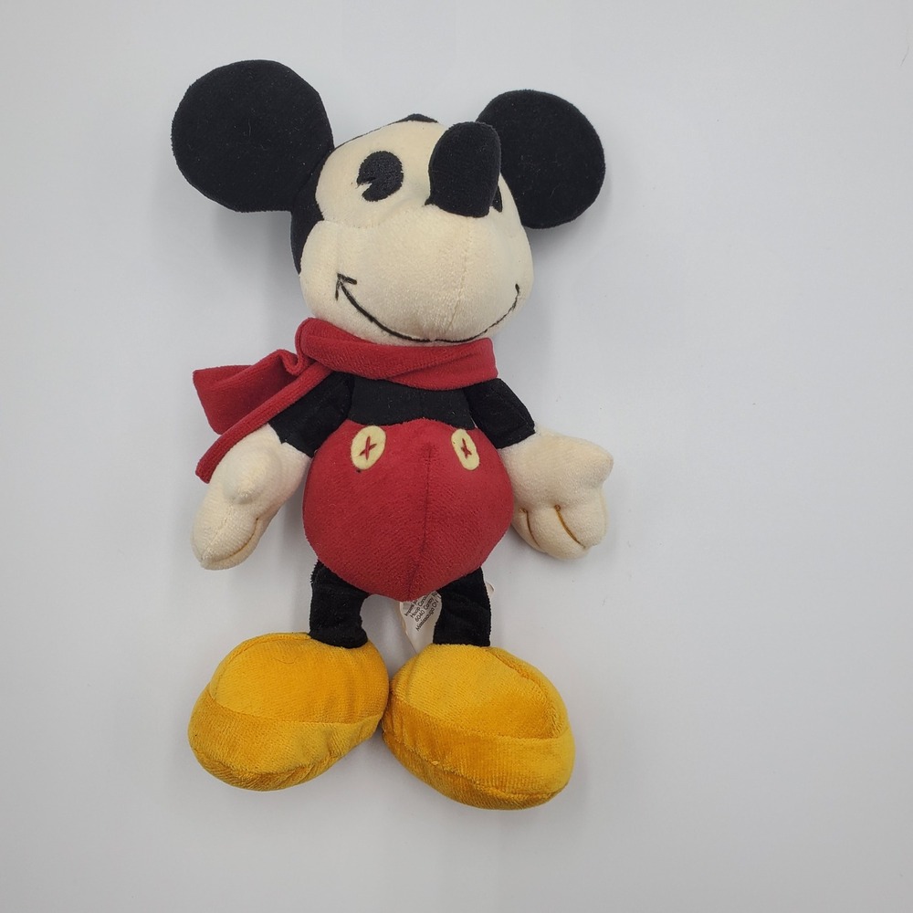 Disney‎ Mickey Mouse Plush Toy Red Scarf Yellow Shoes Stuffed Animal